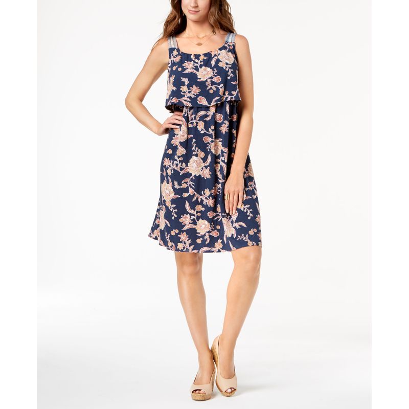 Style & Co Petite Printed Flounce Dress